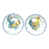 Flat plate from the hen and rooster earthenware Luneville series.