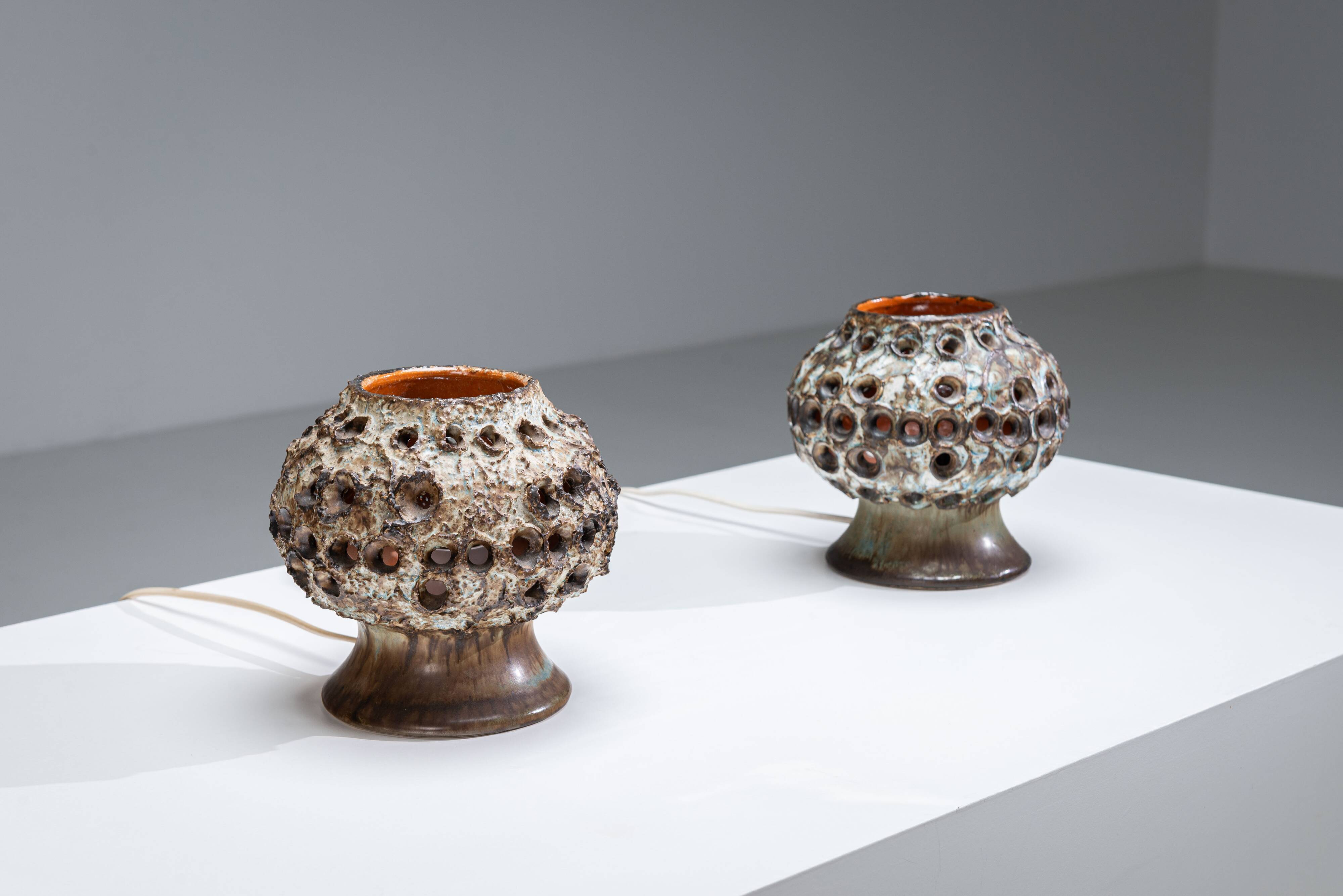 Pair of ceramic table lamps by Bruno Karlsson for EGO Stengods Atelje