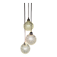 Suspension cascade three globes in cut glass vintage and pink wire