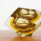 Vintage Italian Sommerso yellow glass bowl, Murano, 1970s.