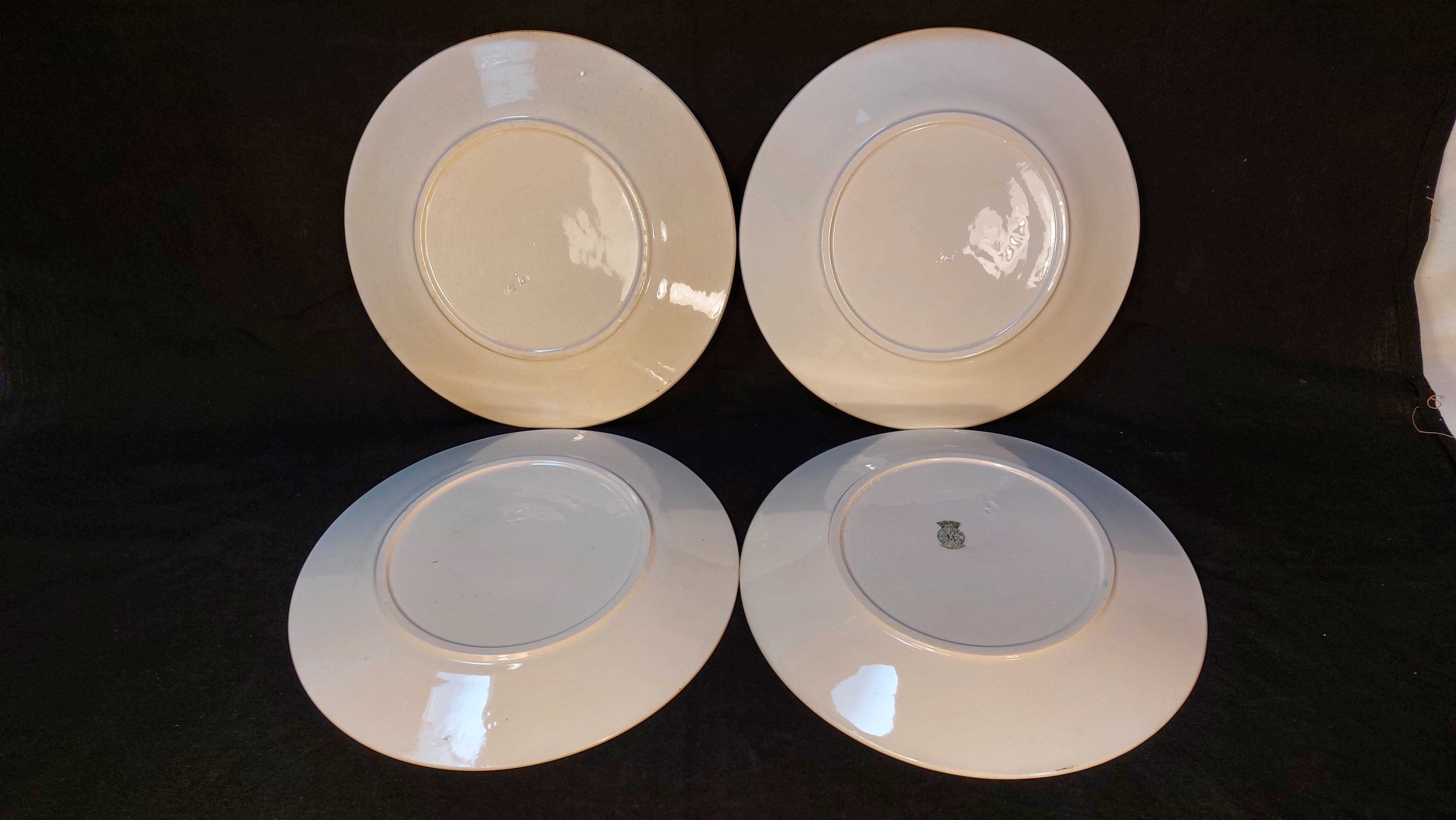 Set of 4 antique flat plates in half-porcelain from Badonviller