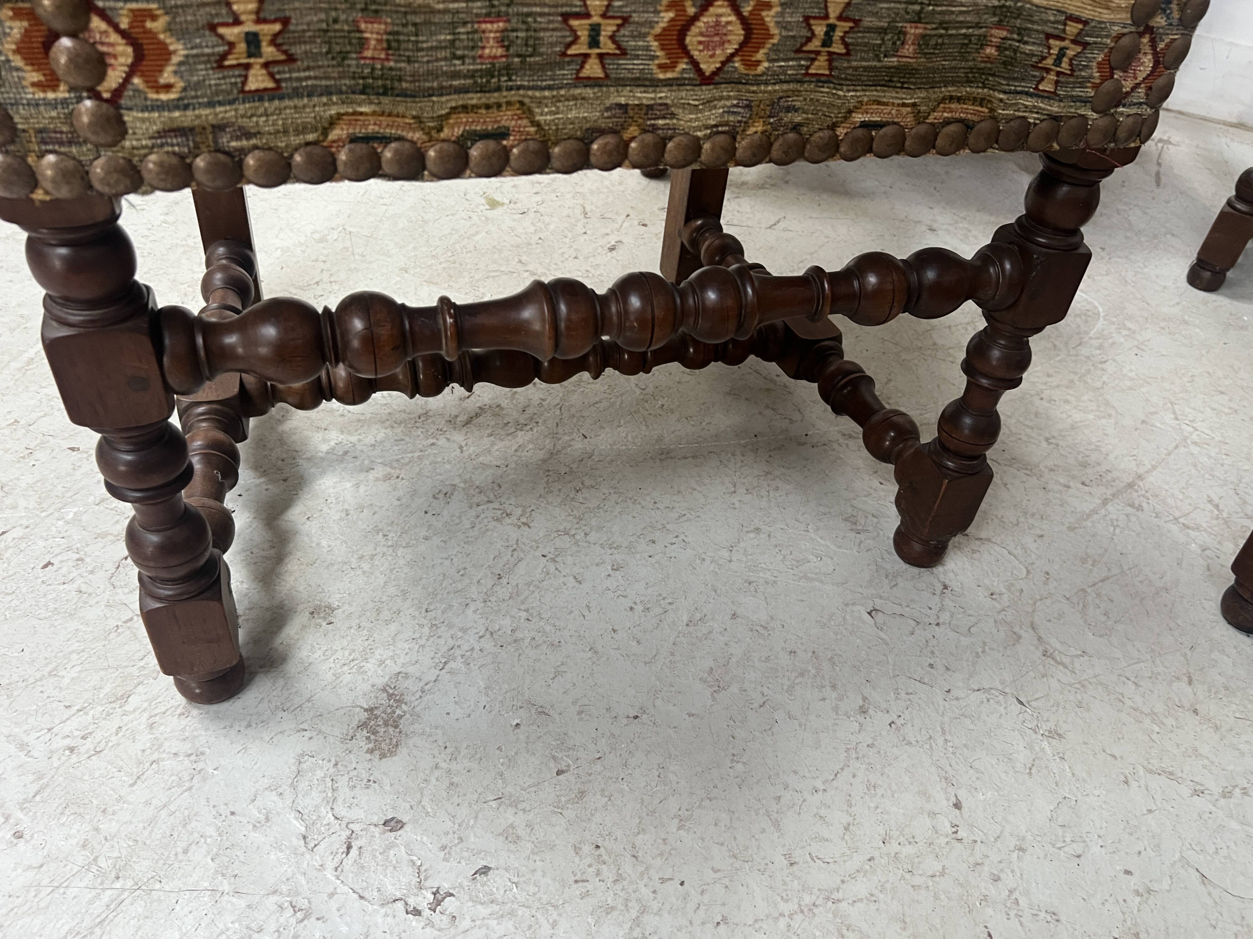 Set of four Louis XIII style high-back armchairs, 20th century.