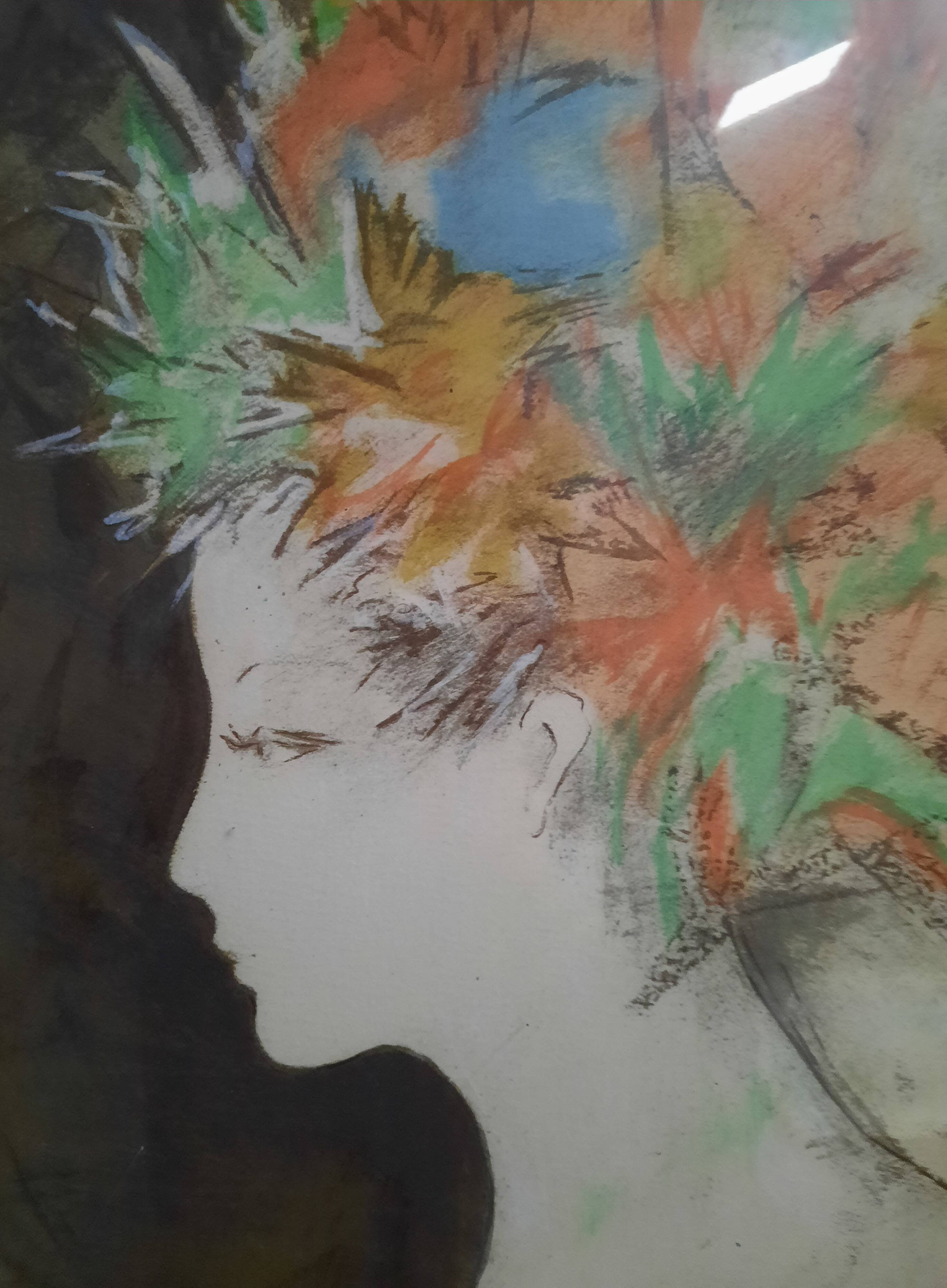 Lithograph portrait of a young woman