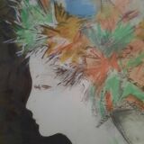 Lithograpgie portrait d une jeune femme
