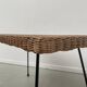 Table basse osier tressé et métal 1960