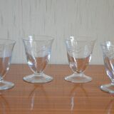 Set of 4 aperitif glasses with stylized branch motif