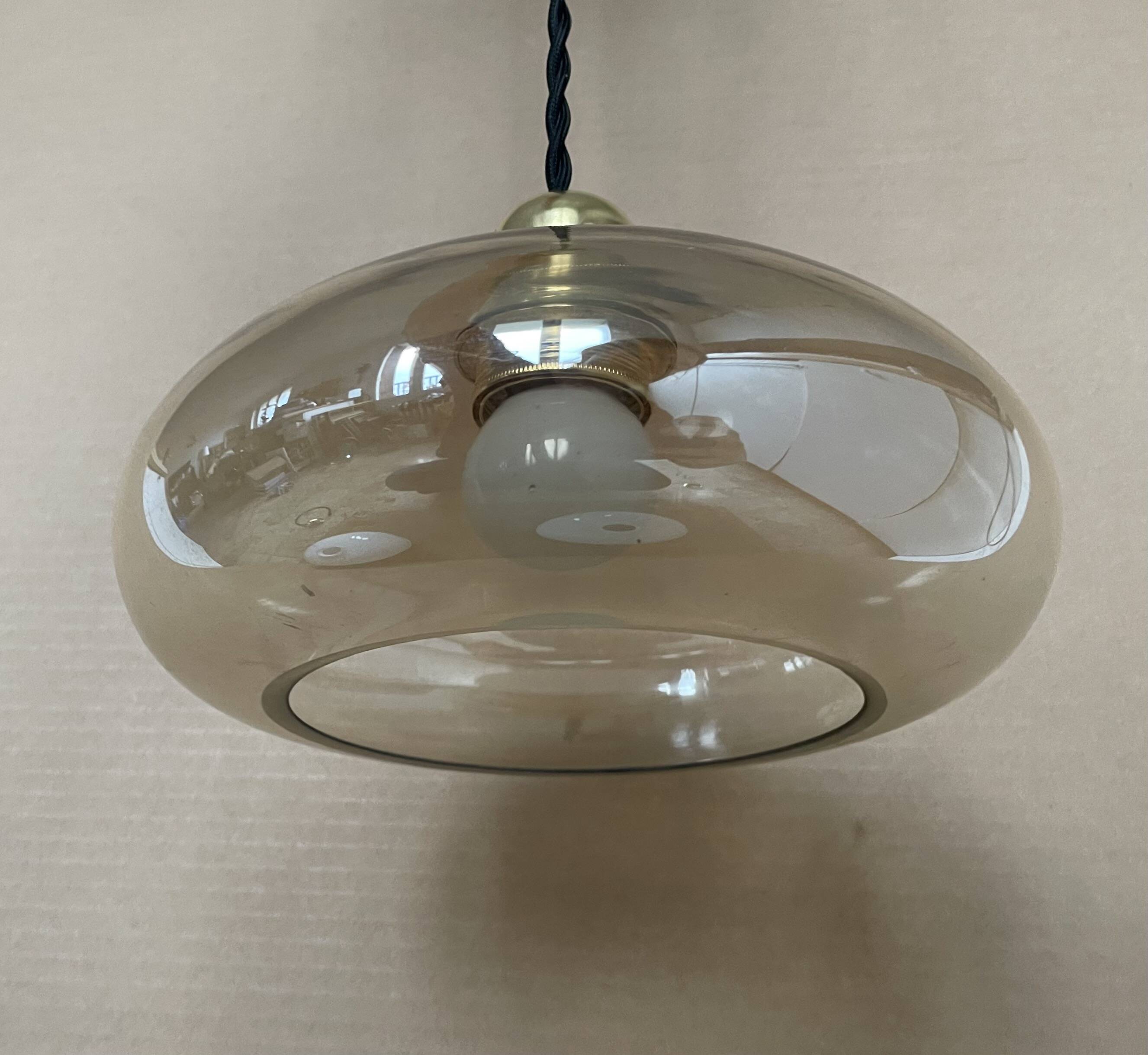 Antique amber glass pendant light
