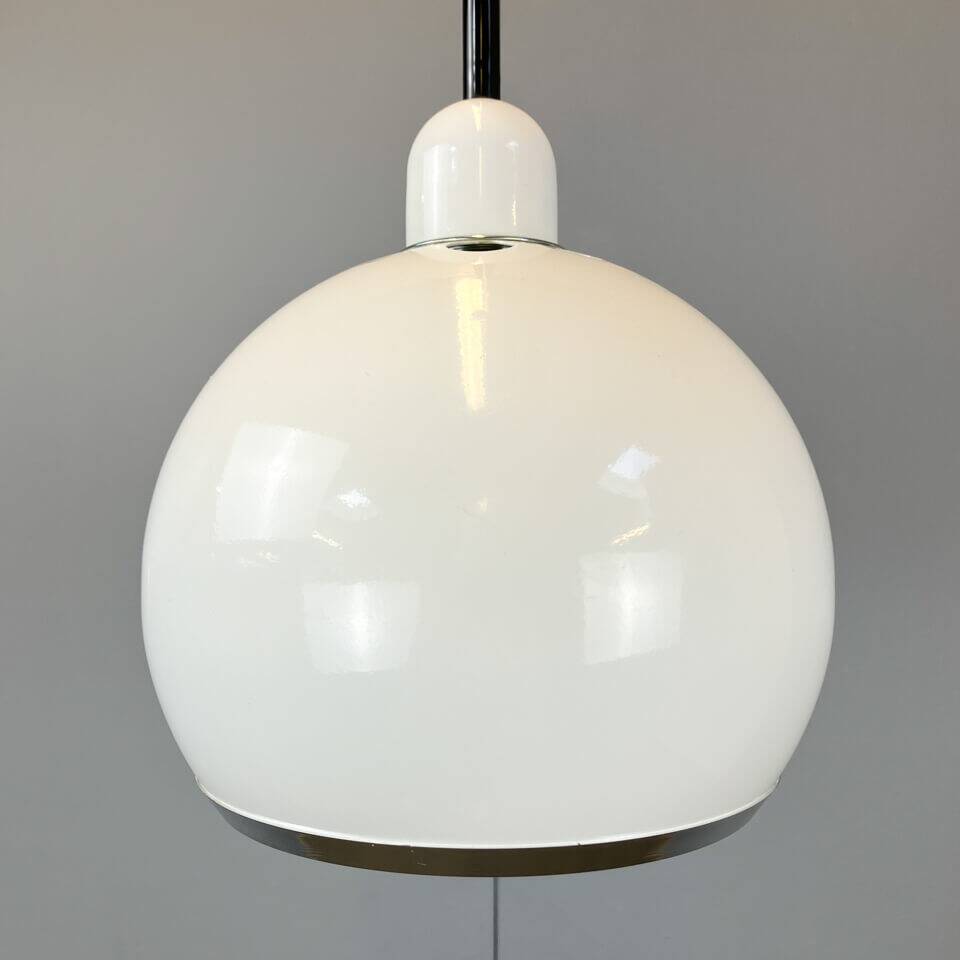 Ball light, white lacquered metal, vintage from the 70s