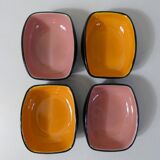 4 vintage ceramic bowls with free-form design