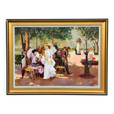 « Dans le parc » peinture à l'huile belge signée.