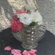 Angel wings vase, in transparent glass with art deco relief pattern