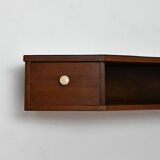 Table de chevet murale scandinave en acajou avec boutons en bakélite