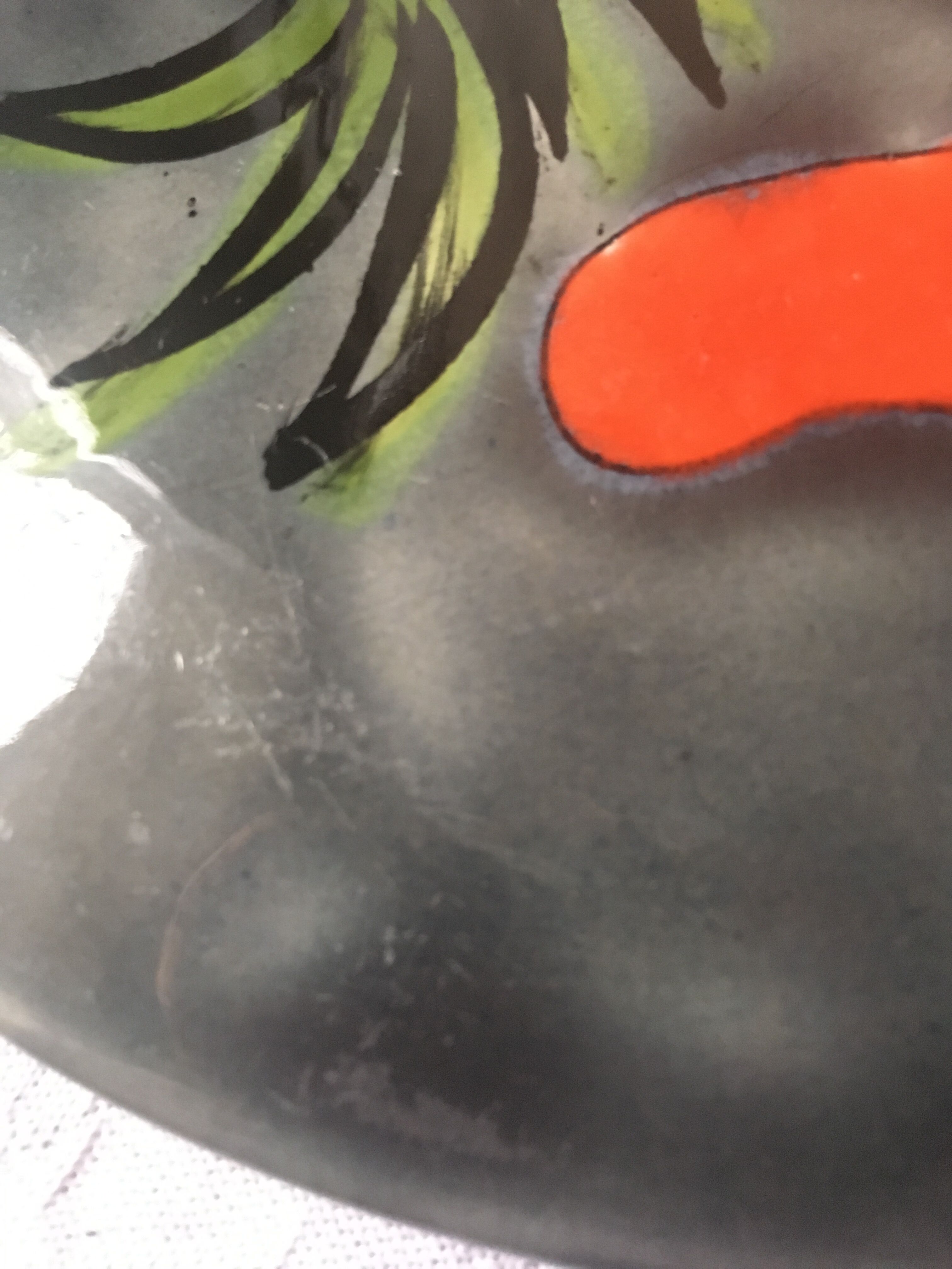 Blue flower underside signed La Roue de Vallauris