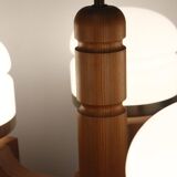 Scandinavian pine & opaline chandelier by Jan Wickelgren for Aneta Sweden, 1970s