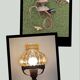Vintage lamp in brass and amber glass