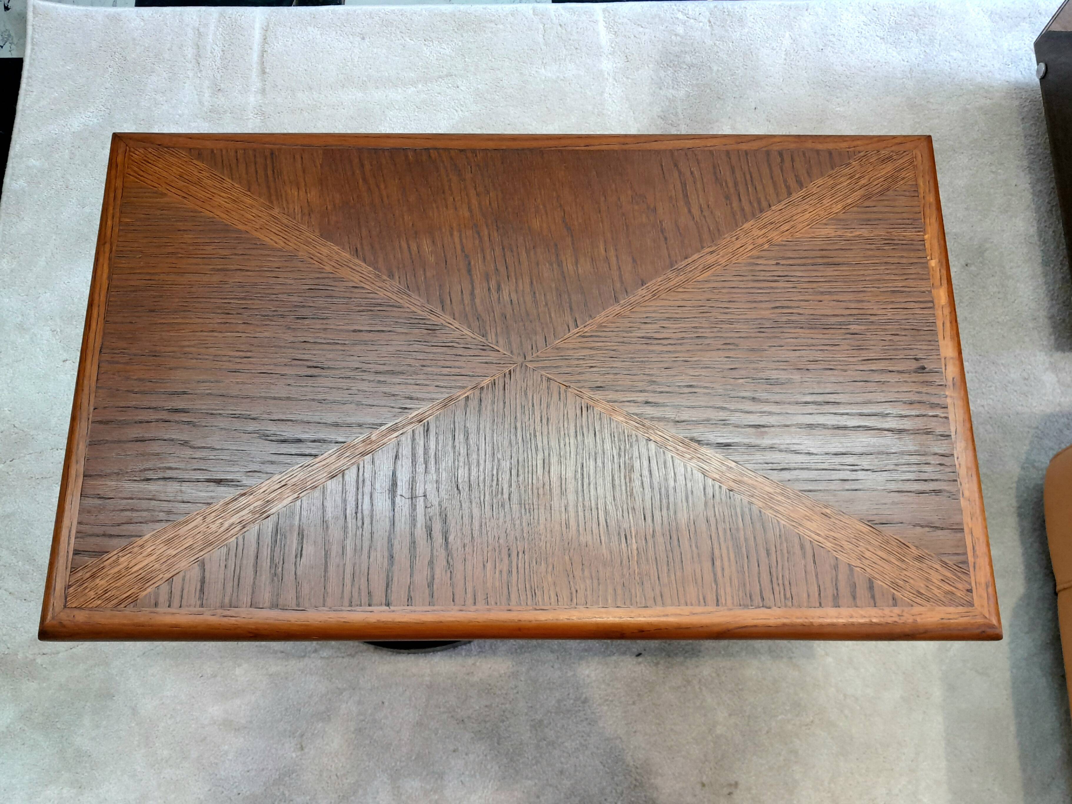 Oak and brass coffee table circa 1960
