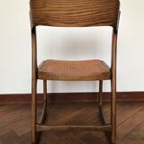 Series of 4 sleigh chairs in wicker, by Baumann