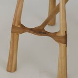 Contemporary handcrafted stool / end table in solid ash and oak wood