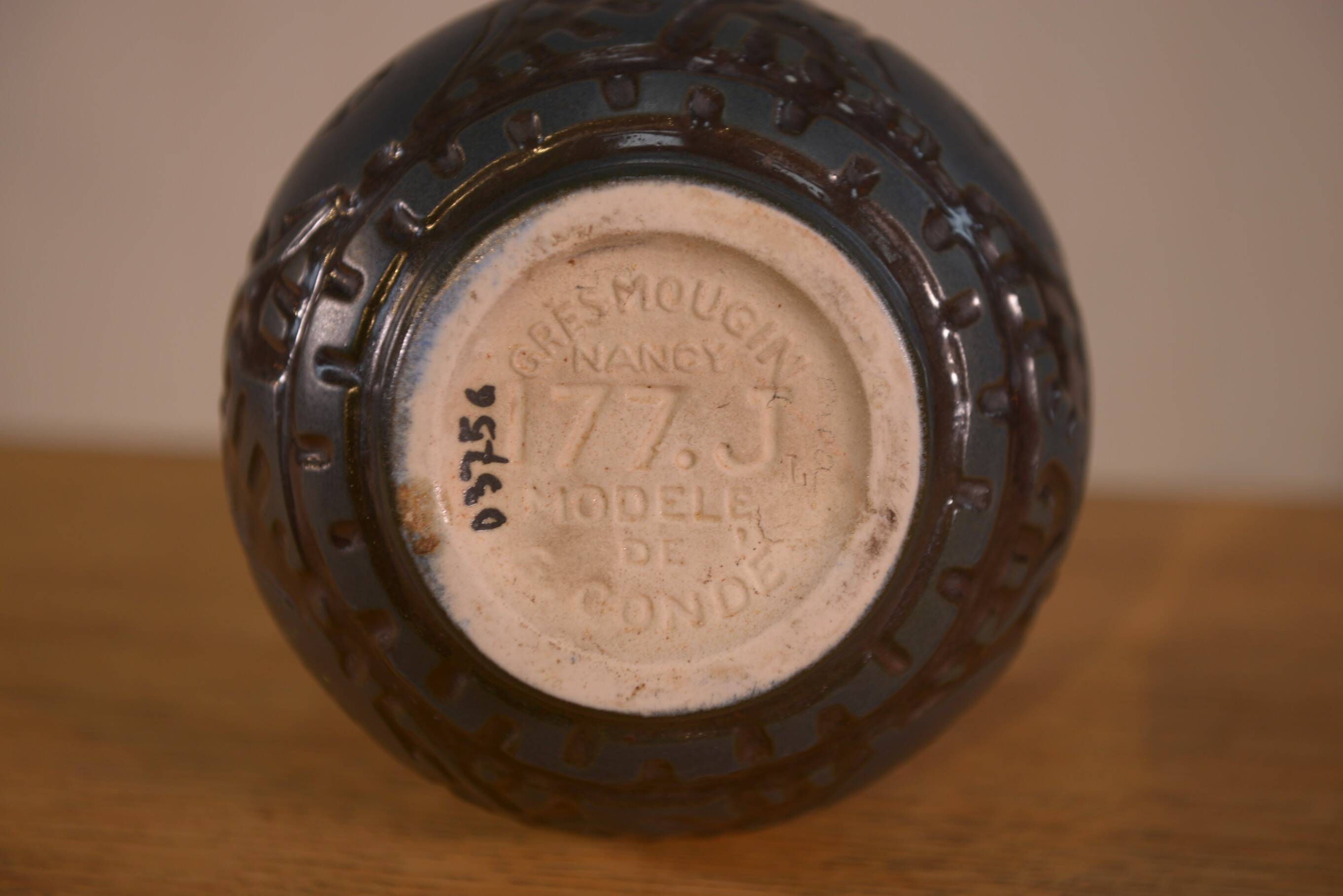 Art Deco ceramic vase by Georges Condé, Mougin Nancy, France, 1930s