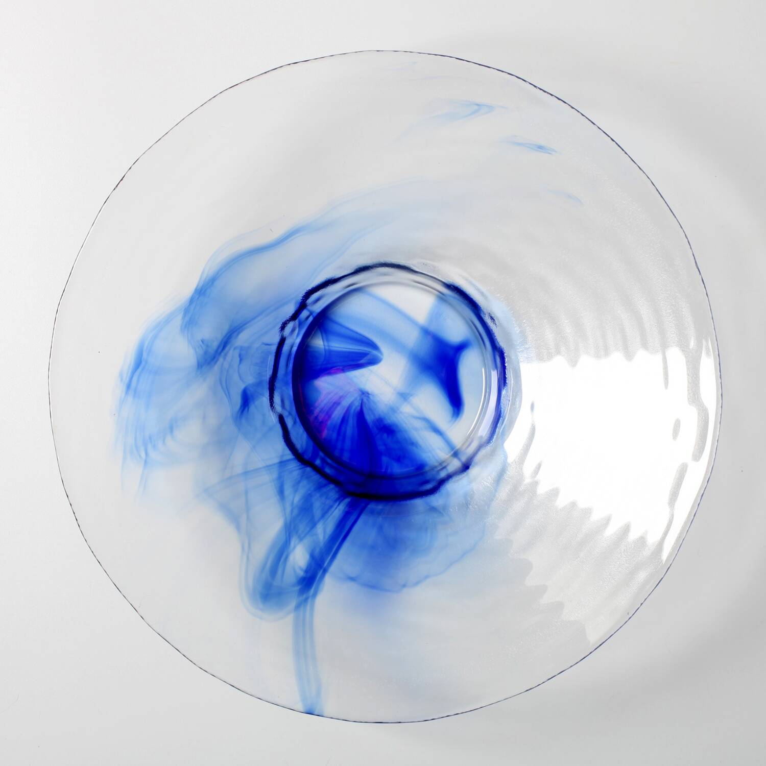 Vintage Bormioli Rocco Blue Swirl Glass Bowl, Mid-Century Italian Art Glass