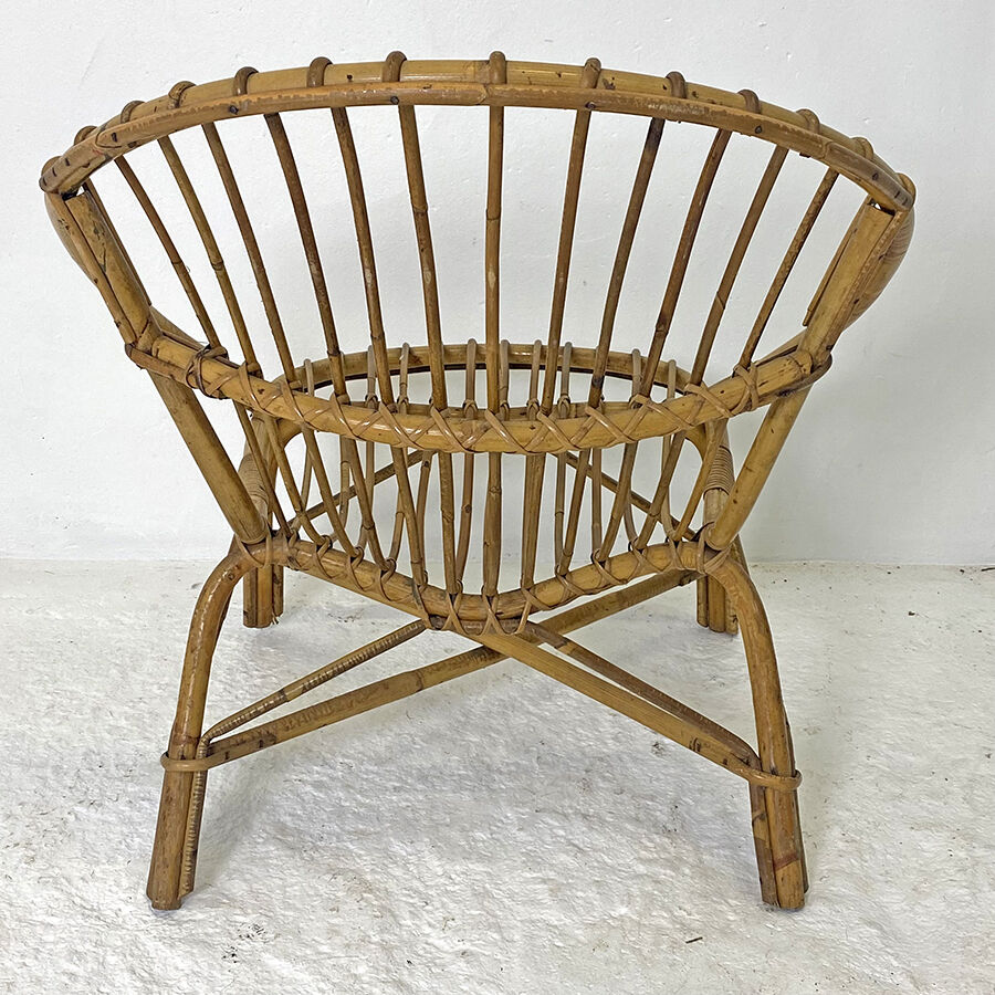 Rattan shell armchair