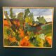 Swedish Oil on Canvas "Autumn Landscape" by Stig Hallblom, Vintage & Framed