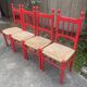 Set de chaises de campagne vintage en bois laqué rouge