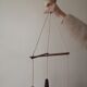 Suspension 3 feux opaline & teck, Louis Kalff 1960