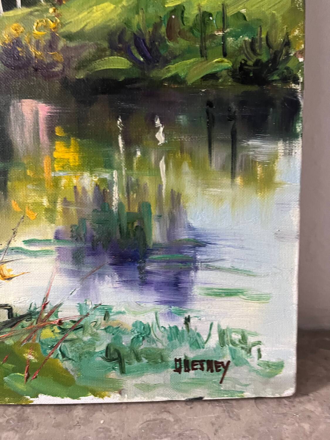 The Eure in Criqueboeuf, oil on canvas signed Quesney, 2000