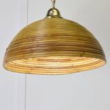 Vintage pendant lamp in bamboo and wicker, 1960s.