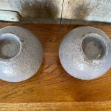 Pair of J-Line Vintage Grey Ceramic Ball Candle Holders #B771
