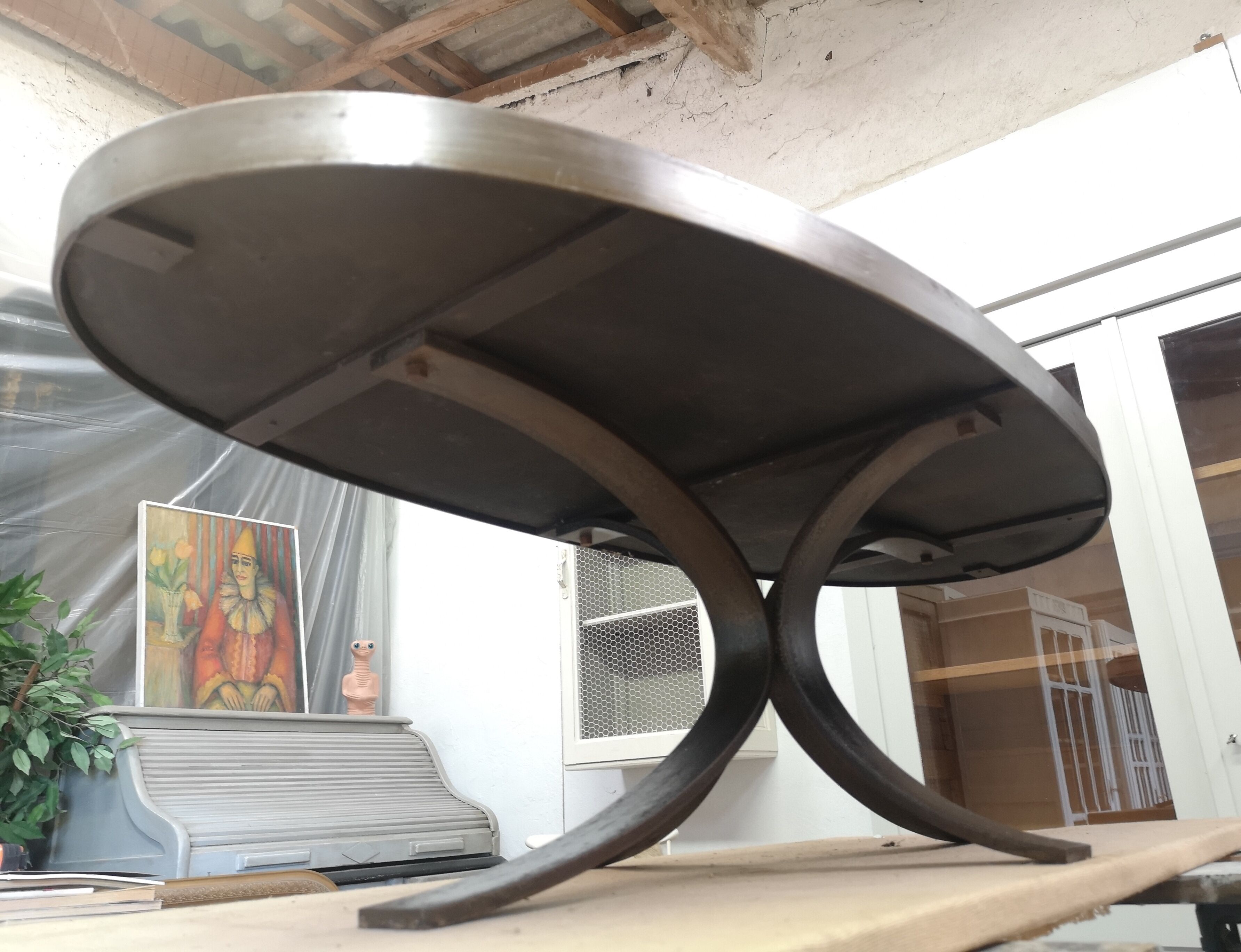 Oval ceramic coffee table 60 70 vintage Jaffeux