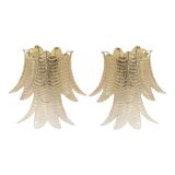 Transparent “Felci” Murano Glass Wall Sconces - A Pair