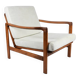 Scandinavian armchair in teak and cream fabric by Baczyk, 1960s, restored.
