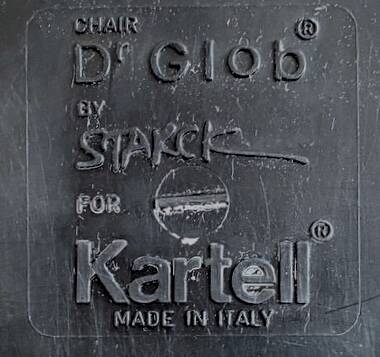 6 black Dr Glob chairs by Philippe Starck for Kartell. Italy 1988.