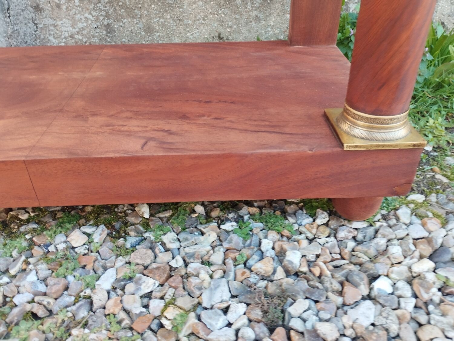 Console in old Empire style with a wooden frame and marble top.