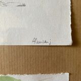 Lot of a watercolor accompanied by its sketched study