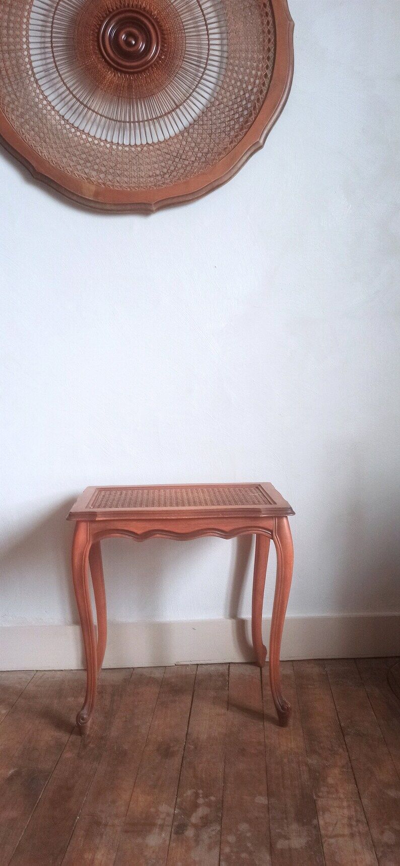 Side table in wooden and canning