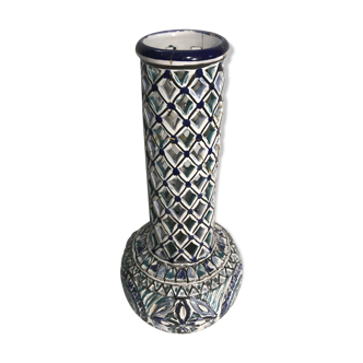 Vase ajouré céramique émaillée peinte décoration vintage