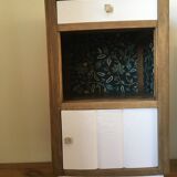 Oak and marble bedside table