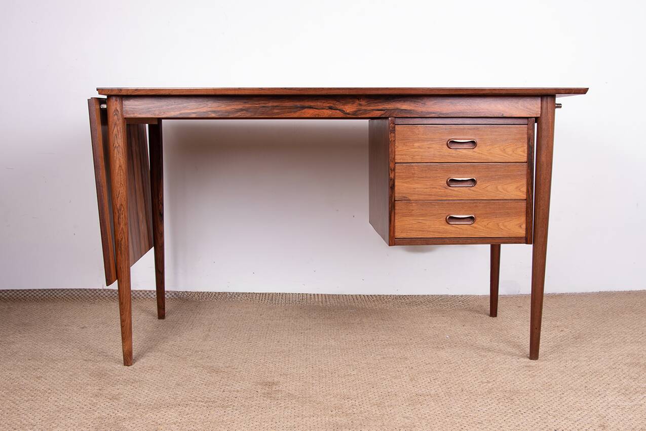 Danish extendable desk, Rosewood and Brass, model OS 51, Arne Vodder.