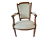 Ancien fauteuil en noyer style Louis XVI – Vert d'eau & crème – Fin XIXe