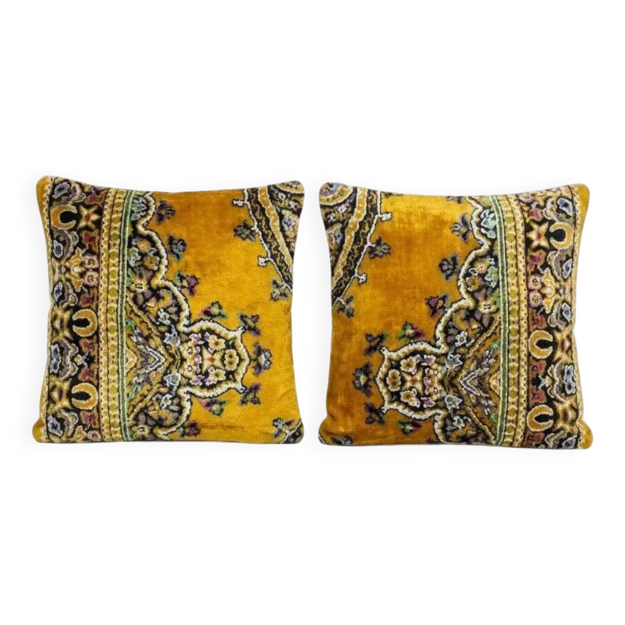Set of 2 vintage velvet cushion covers 51x51 cm
