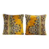 Set of 2 vintage velvet cushion covers 51x51 cm