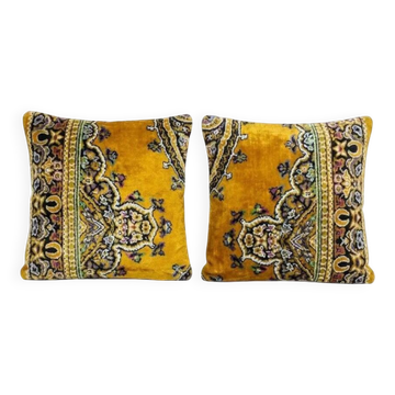 Set of 2 vintage velvet cushion covers 51x51 cm