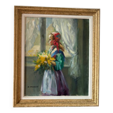 Jeune fille au bouquet de fleurs