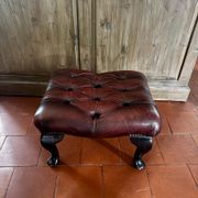 Vintage 1970s Chesterfield red leather footrest