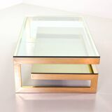 Belgo-Chrom Architectural G-Table 23-Carat Goldplated with Glass Tops 1970s