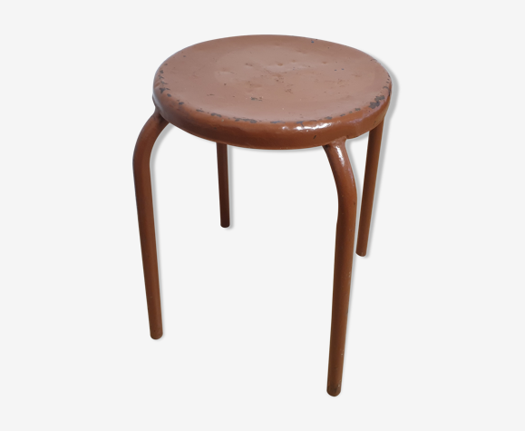 Tabouret métallique peint couleur rouille