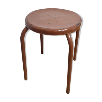 Tabouret métallique peint couleur rouille